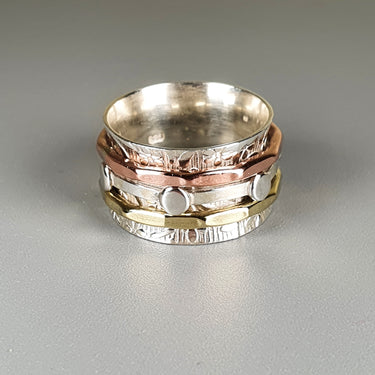 bohemian spinner ring silver copper brass